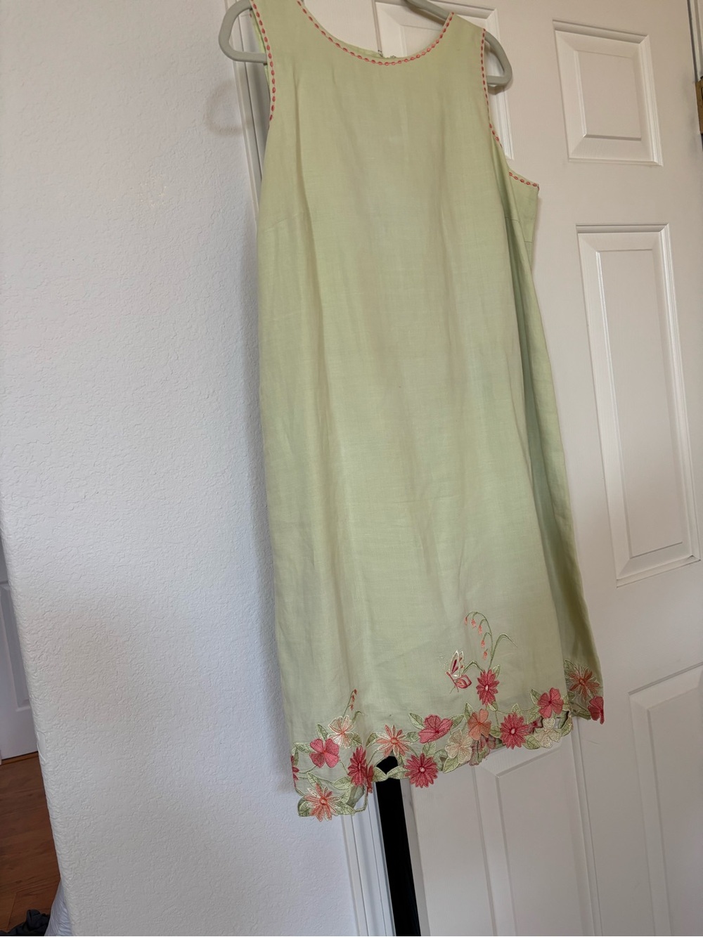 Light Green Embroidered Floral Slip Dress